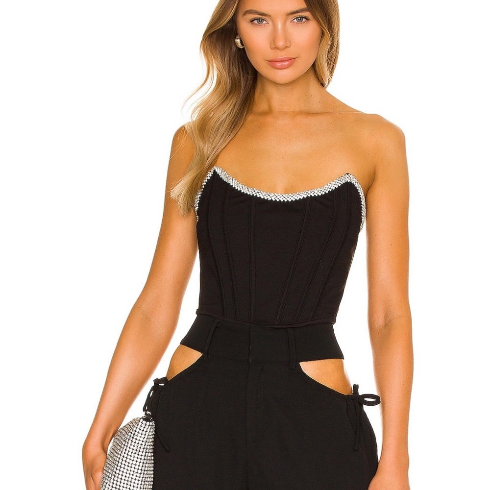 NWT h:ours Sandy Top - Strapless  Bustier Top w Rhinestone Trim - Size Small